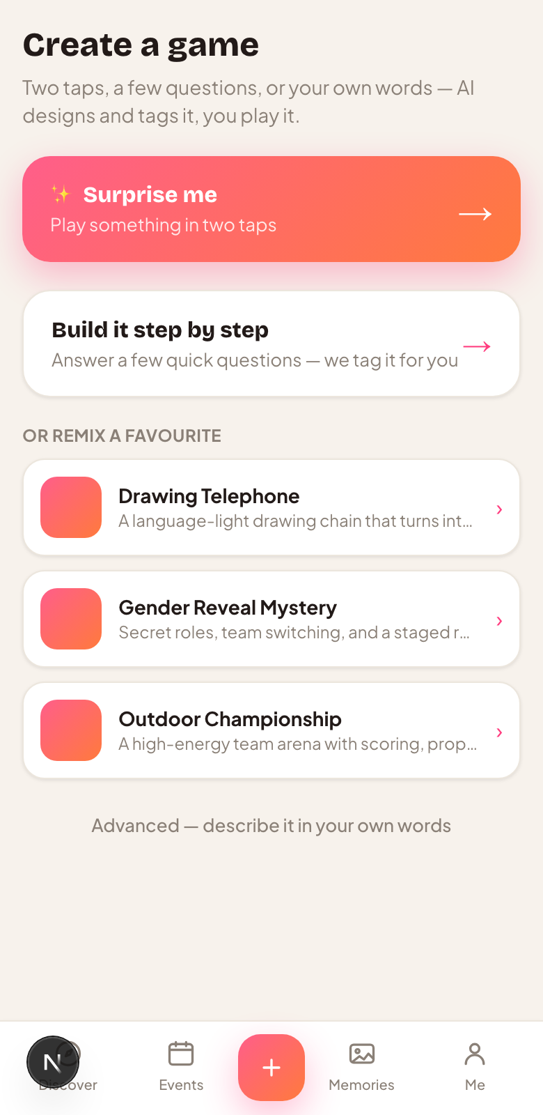 Create a game with AI